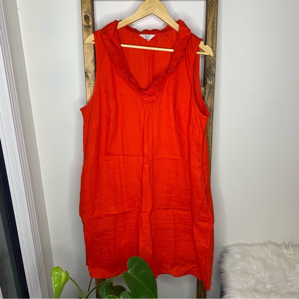 Crown & Ivy Red Ruffle Collar Dress